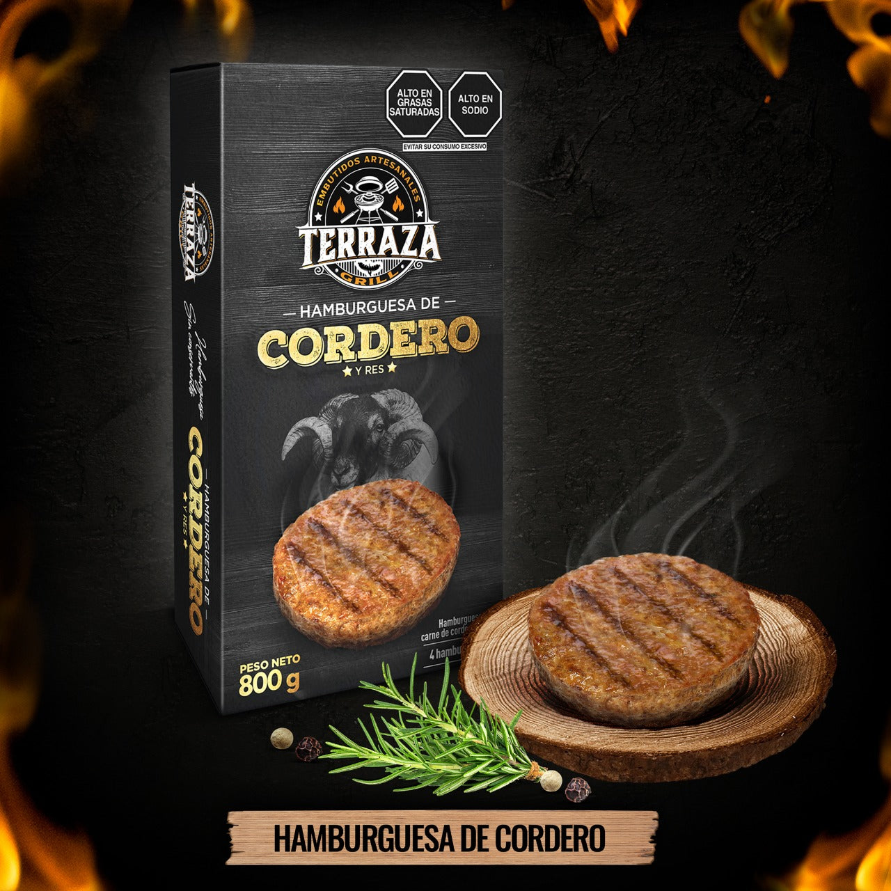 Hamburguesa Cordero x 800 g